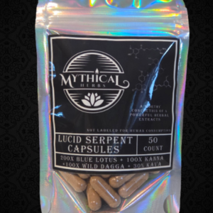 Lucid Serpent Capsules - Blue Lotus, Kanna, Klip Dagga, and Kava. 4 herbs used for ancient traditions.