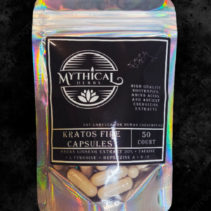 Natural Energy Supplement - Kratos Fire Blend - Natural Motivation, Focus, and Energy . Ginseng Extract, Taurine, L-Tyrosine, Huperzine A and Vitamin B12