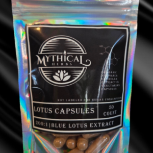 Egyptian Blue Lotus extract Capsules. Blue Lotus pills. Nymphea Caerulea Flower, relaxation