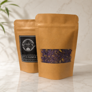 Ground Blue Lotus Flower tea packaging, nymphaea caerulea, Egyptian Water Lily